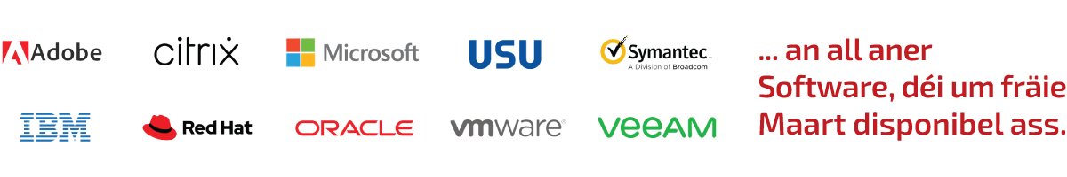 SCHNEIDER IT MANAGEMENT Top Software vendors are Adobe, Citrix. Microsoft, USU, Symantec, USU, Red Hat, Oracle, VMware, Veeam. There are more than 1000 available software vendors through SCHNEIDER IT MANAGEMENT.