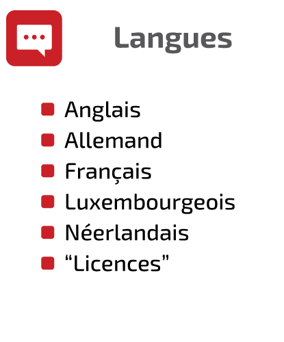 SCHNEIDER IT MANAGEMENT Langues : Anglais, allemand, français, luxembourgeois, néerlandais, "Licensing".