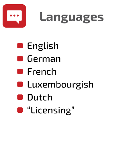 SCHNEIDER IT MANAGEMENT Languages: English, German, French, Luxembourgish, Dutch, "Licensing"