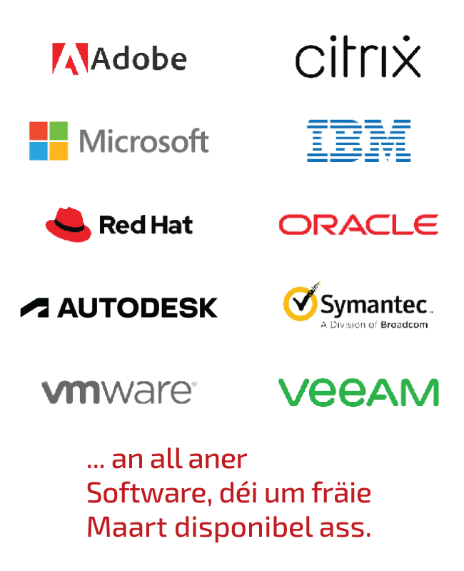 Hersteller Microsoft Citrix Adobe Autodesk Red Hat IBM VMware Veeam Symantec Oracle