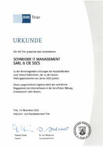 IHK Certificate; best apprenticeship company